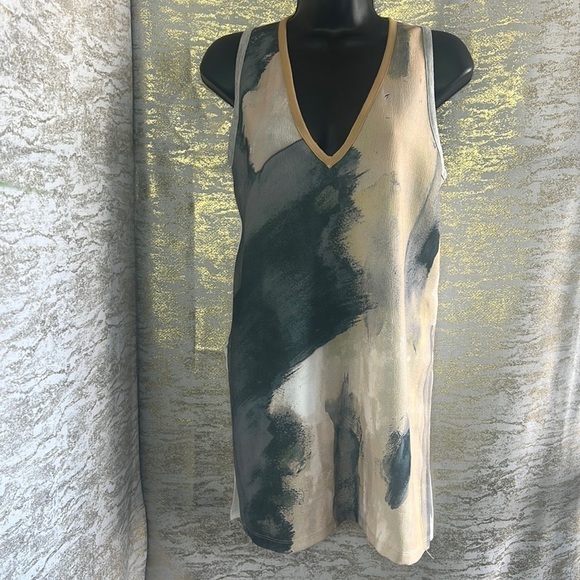 Zara Watercolor Print V-Neck Flowy Tank Size M - Picture 3 of 13